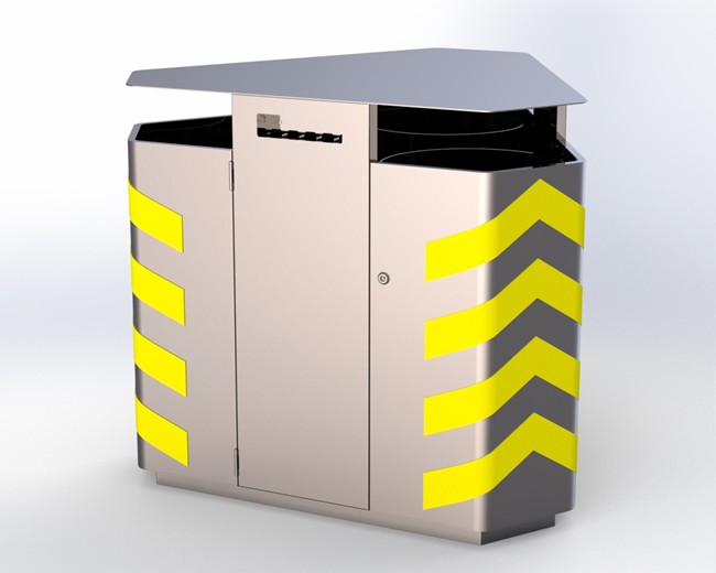 Trashly-Sort ™ Triad 3-Compartment SS 304 Recycling Station