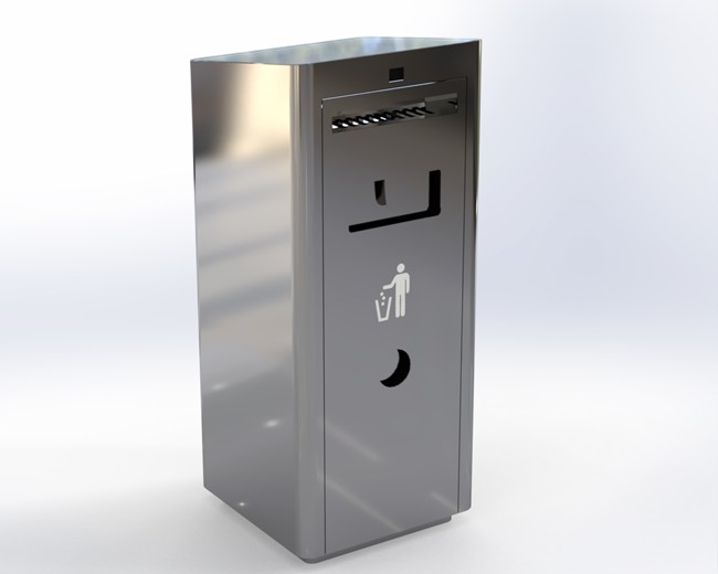 Trashly-Essentials ™ Rectangular SS 304 Stainless Steel Bin with Ashtray