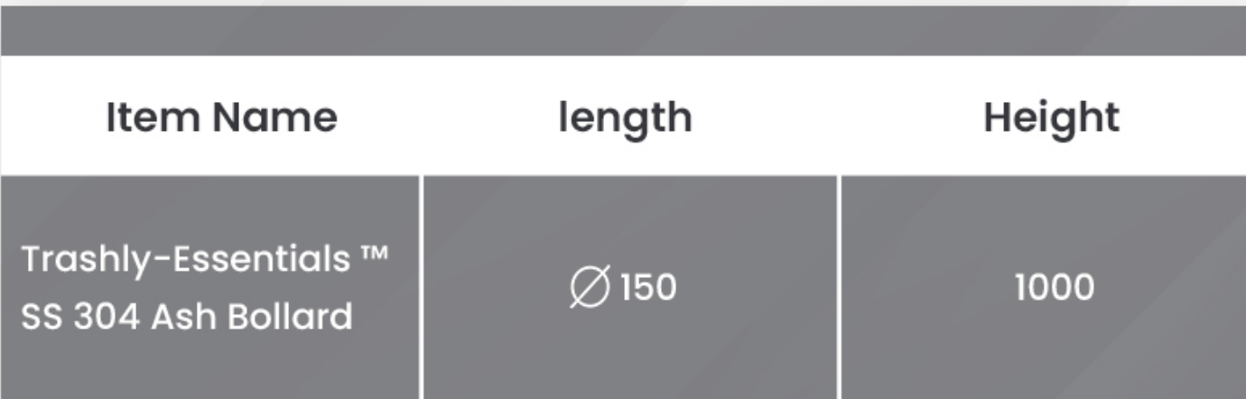 Trashly-Essentials ™ SS 304 Ash Bollard - Image 2